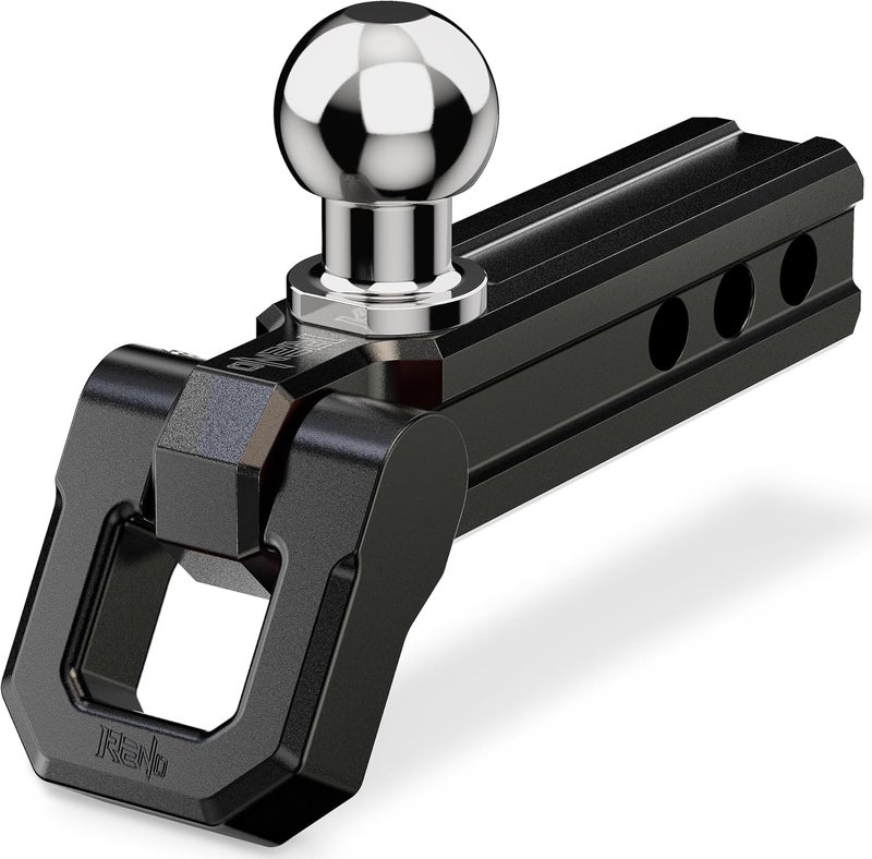 Reno Trailer Hitch, Aluminum Tow Hitch with 3/4" D-Ring Shackle Compatible with 2 inch Receiver Hitch 2" Ball Mount - 6,000 LBS GTW (1 Pack, Black) - Image 1